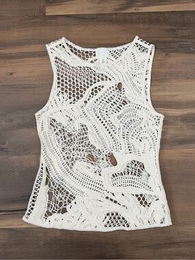 H&M White Crochet Look Tank Top Size XS
